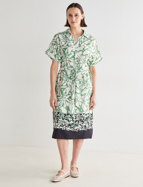 Jigsaw Nerissa V-Neck Dress, Green Print product photo View 03 L