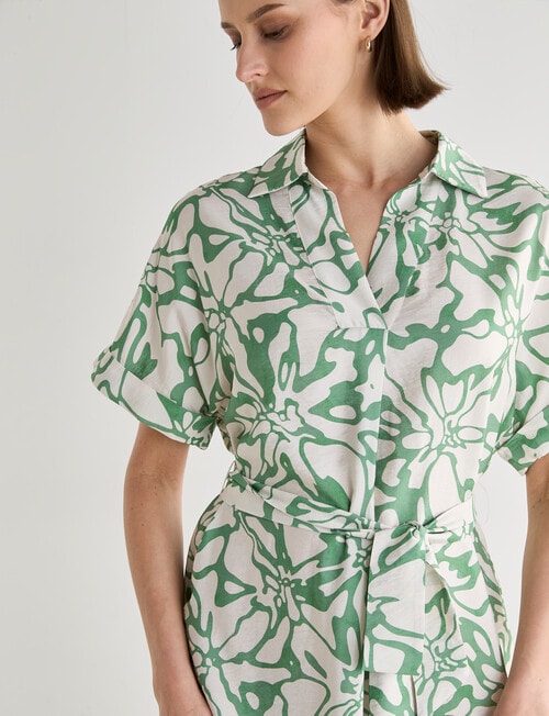 Jigsaw Nerissa V-Neck Dress, Green Print product photo View 04 L