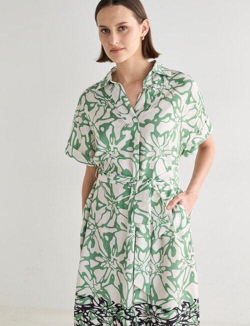 Jigsaw Nerissa V-Neck Dress, Green Print product photo View 06 L