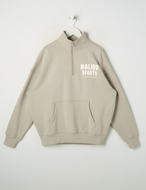 Switch Malibu Sports Oversized 1/4 Zip Sweatshirt, Stone product photo