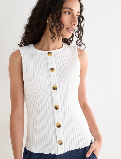 Zest Rib Tank Top, Ecru product photo