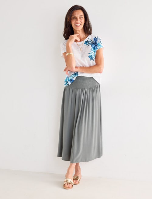 Ella J Printed Sparkle Tee, Hibiscus Print product photo View 03 L