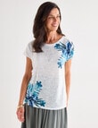 Ella J Printed Sparkle Tee, Hibiscus Print product photo View 04 S