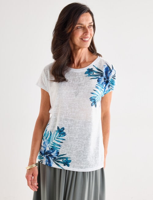 Ella J Printed Sparkle Tee, Hibiscus Print product photo View 04 L