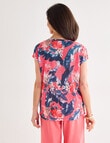 Ella J Printed Sparkle Tee, Coral Tropical product photo View 02 S