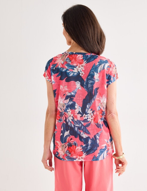 Ella J Printed Sparkle Tee, Coral Tropical product photo View 02 L