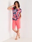Ella J Printed Sparkle Tee, Coral Tropical product photo View 03 S