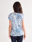 Ella J Printed Sparkle Tee, Blue Print product photo View 02 S