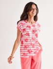 Ella J Printed Sparkle Tee, Coral Stripe product photo