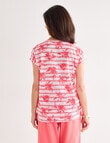 Ella J Printed Sparkle Tee, Coral Stripe product photo View 02 S