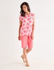 Ella J Printed Sparkle Tee, Coral Stripe product photo View 03 S