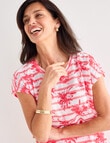 Ella J Printed Sparkle Tee, Coral Stripe product photo View 04 S
