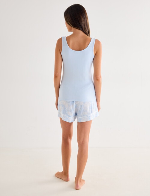 Whistle Sleep Leaf Tank & Short PJ Set, Pale Blue, 8-18 product photo View 02 L