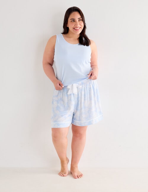 Studio Curve Sleep Leaf Tank & Short PJ Set, Pale Blue product photo