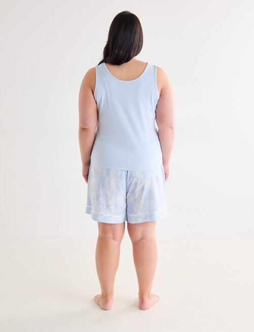 Studio Curve Sleep Leaf Tank & Short PJ Set, Pale Blue product photo View 02 L