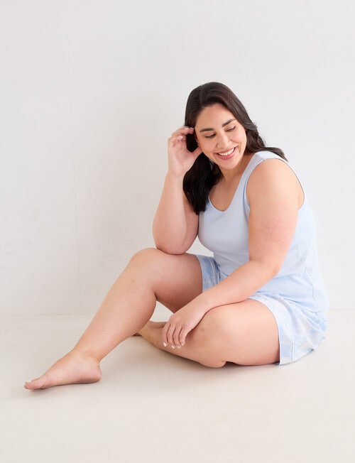 Studio Curve Sleep Leaf Tank & Short PJ Set, Pale Blue product photo View 03 L