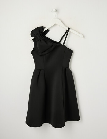 Switch Party Collection Kendall One Shoulder Bow Skater Dress, Black product photo