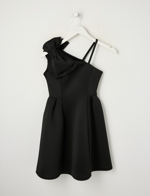 Switch Party Collection Kendall One Shoulder Bow Skater Dress, Black product photo