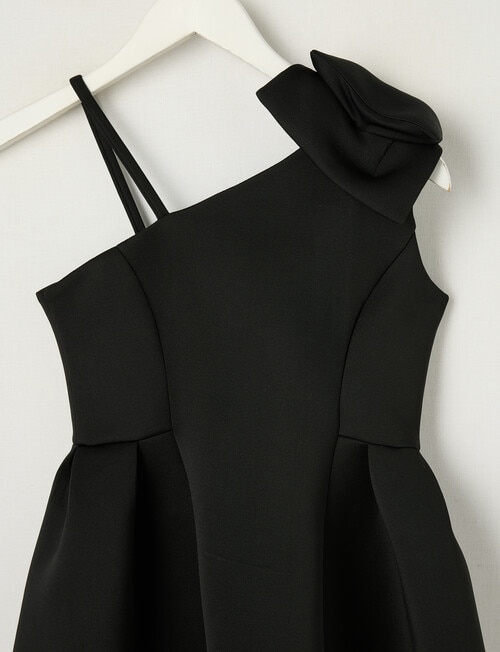 Switch Party Collection Kendall One Shoulder Bow Skater Dress, Black product photo View 02 L
