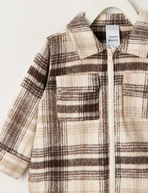 Teeny Weeny Check Shacket, Brown product photo View 02 L