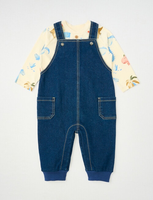 Teeny Weeny Denim Dungaree Set, Denim Blue product photo