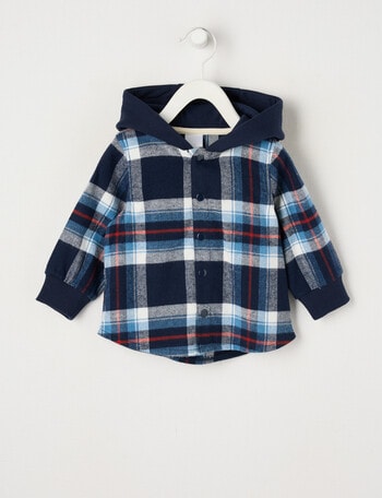 Teeny Weeny Check Hooded Shirt, Navy product photo