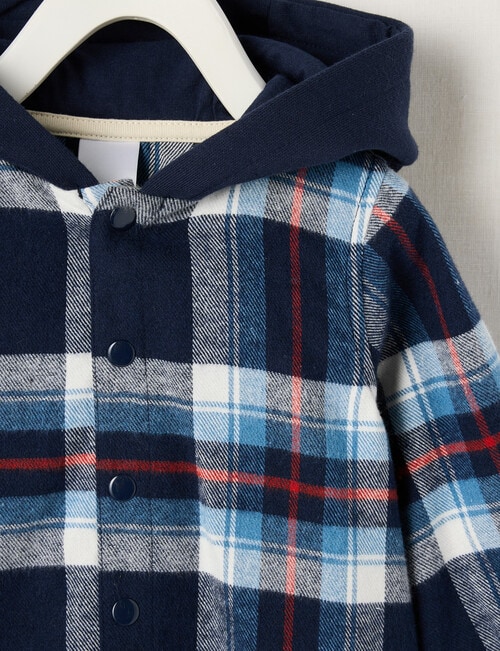 Teeny Weeny Check Hooded Shirt, Navy product photo View 03 L