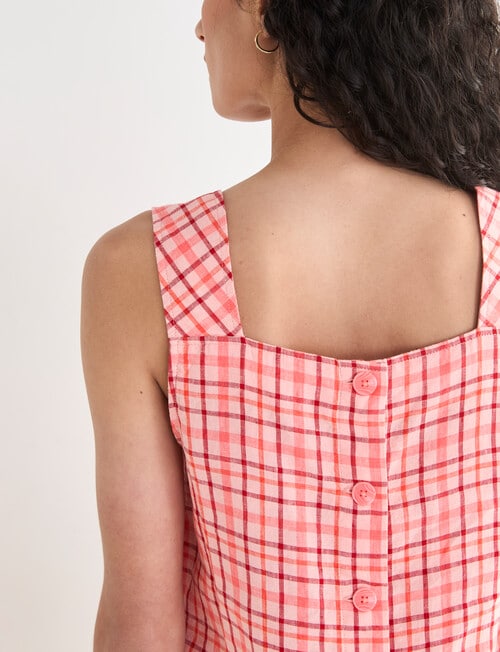 Zest Linen Check Tank Top, Coral product photo View 06 L