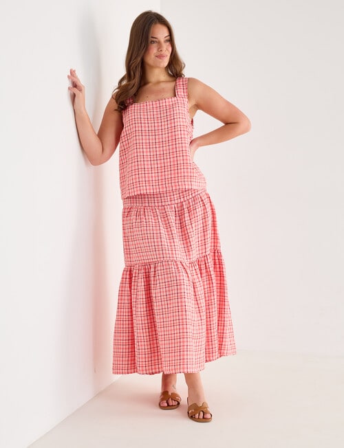 Zest Linen Check Tank Top, Coral product photo View 13 L