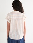 Zest Linen Blend Multi Stripe Draw Hem Shirt, Beige product photo View 02 S