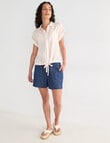Zest Linen Blend Multi Stripe Draw Hem Shirt, Beige product photo View 03 S