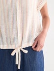Zest Linen Blend Multi Stripe Draw Hem Shirt, Beige product photo View 06 S