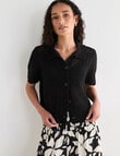 Zest Knit Crochet Shirt, Black product photo