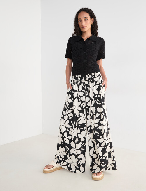 Zest Palazzo Pant, Black & White product photo View 03 L