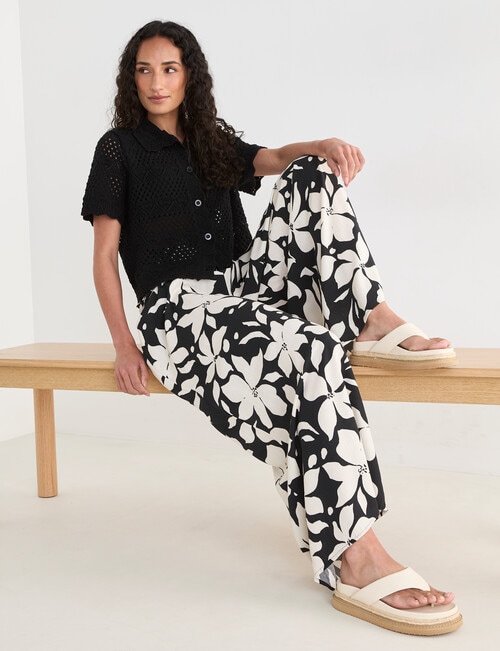 Zest Palazzo Pant, Black & White product photo View 05 L