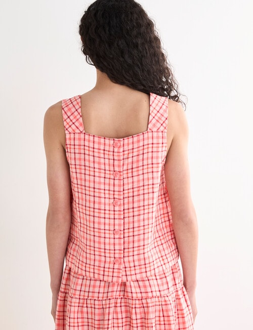 Zest Linen Check Tank Top, Coral product photo View 02 L