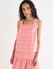 Zest Linen Check Tank Top, Coral product photo View 05 S
