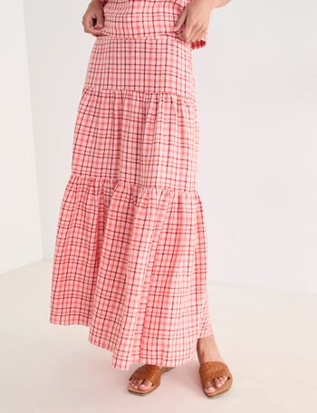 Zest Linen Check Skirt, Coral product photo