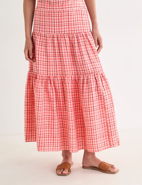 Zest Linen Check Skirt, Coral product photo View 06 L
