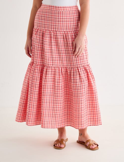 Zest Linen Check Skirt, Coral product photo View 12 L