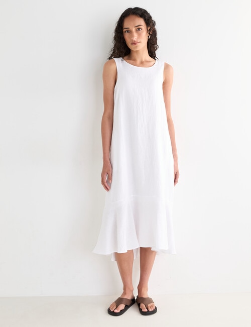 Zest Linen Bias Hem Dress, White product photo