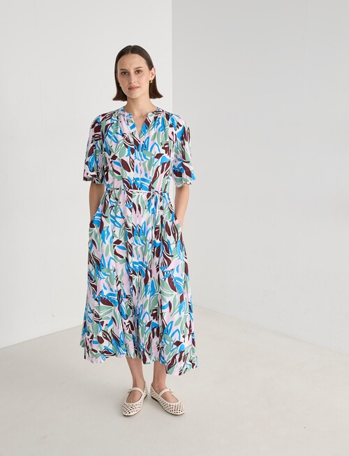 Jigsaw Ceres Flutter Sleeve Midi Dress, Print product photo View 05 L