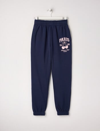 Switch Cherry Bow Jogger Trackpant, Navy & Baby Pink product photo