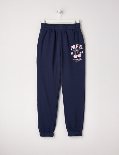 Switch Cherry Bow Jogger Trackpant, Navy & Baby Pink product photo