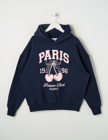 Switch Cherry Bow Oversized Hoodie, Navy product photo