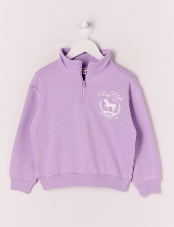 Mac & Ellie Pony Club 1/4 Zip Crew Neck Sweatshirt, Lilac product photo