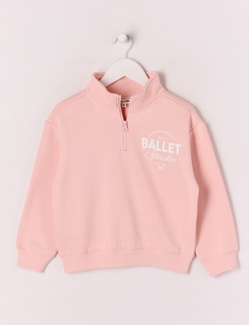 Mac & Ellie Ballet Studio 1/4 Zip Crew Neck Sweatshirt, Dusk product photo