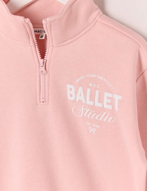 Mac & Ellie Ballet Studio 1/4 Zip Crew Neck Sweatshirt, Dusk product photo View 03 L