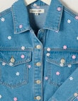 Mac & Ellie Denim Embroidered Flower Jacket, Mid Blue product photo View 02 S