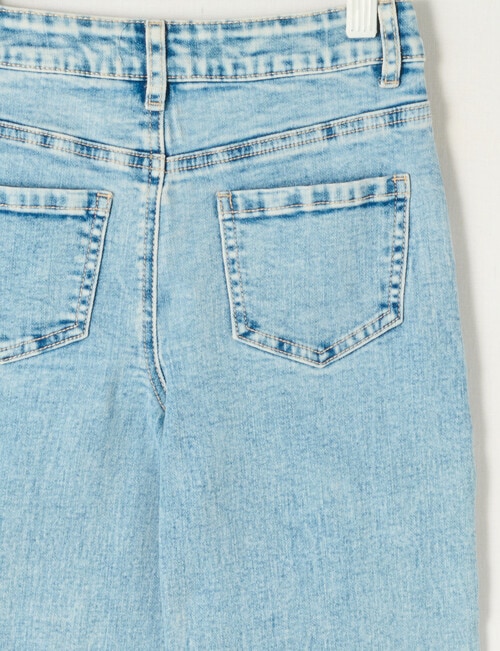 Mac & Ellie Embroidered Bows Wide Leg Jean, Washed Blue product photo View 02 L